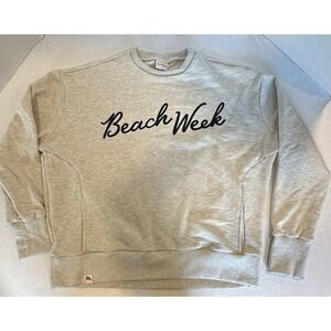 Beach Week Maid In Minnesota Sweatshirt Front Pockets Cream Gray Size Large